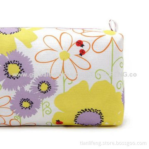 Canvas Cosmetic Bag with Lovely Flowers